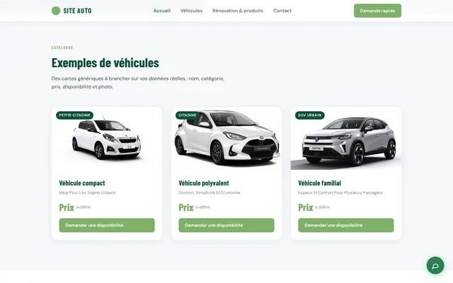 Catalogue responsive de véhicules présenté sur le démonstrateur LocCar